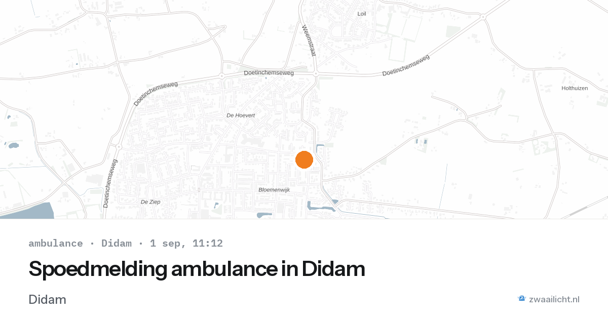 Spoedmelding ambulance in Didam — 1 sep 2026
