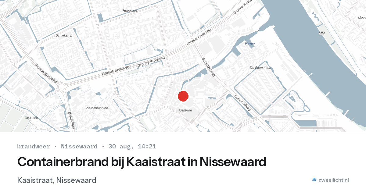 Containerbrand bij Kaaistraat in Nissewaard — 30 aug 2026
