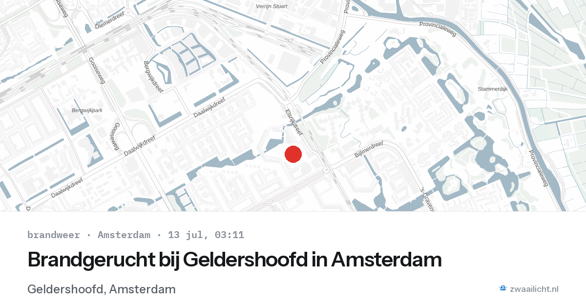 Brandgerucht bij Geldershoofd in Amsterdam — 13 jul 2026