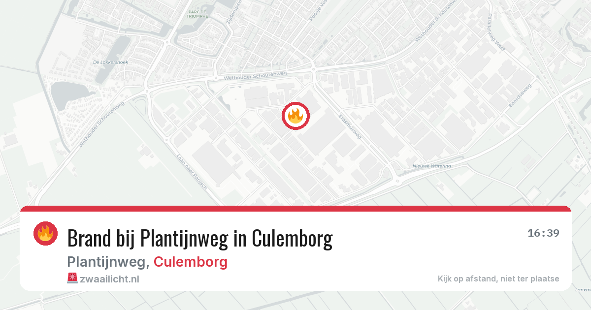 Brand bij Plantijnweg in Culemborg — 16 mei 2026