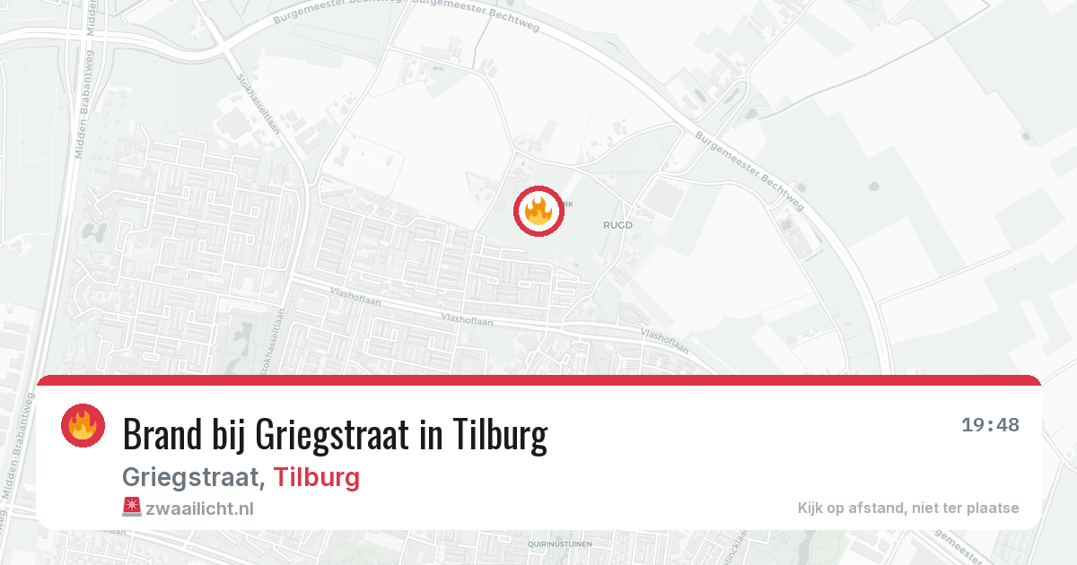 Brand bij Griegstraat in Tilburg — 11 aug 2026