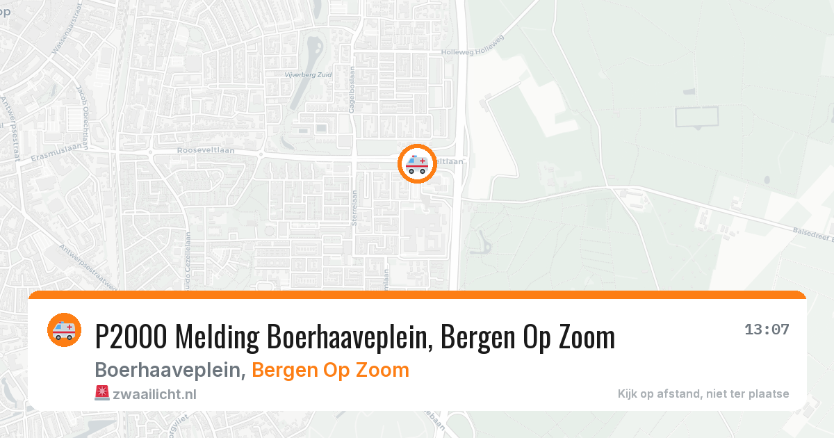 P2000 Melding Boerhaaveplein, Bergen Op Zoom — 10 aug 2026
