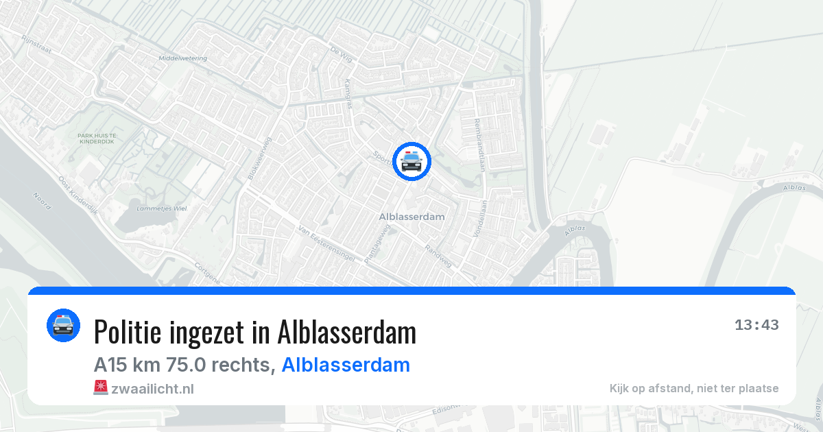 Politie ingezet in Alblasserdam — 16 mei 2026 | 🚨 Zwaailicht.nl
