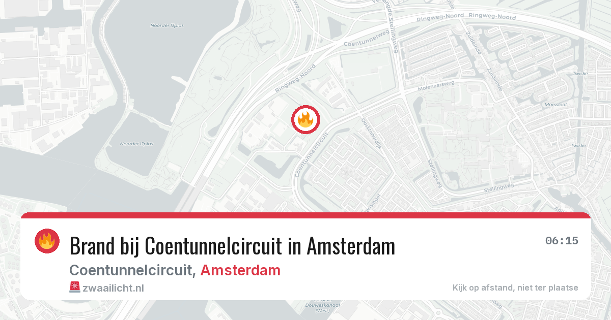 Brand bij Coentunnelcircuit in Amsterdam — 8 apr 2026