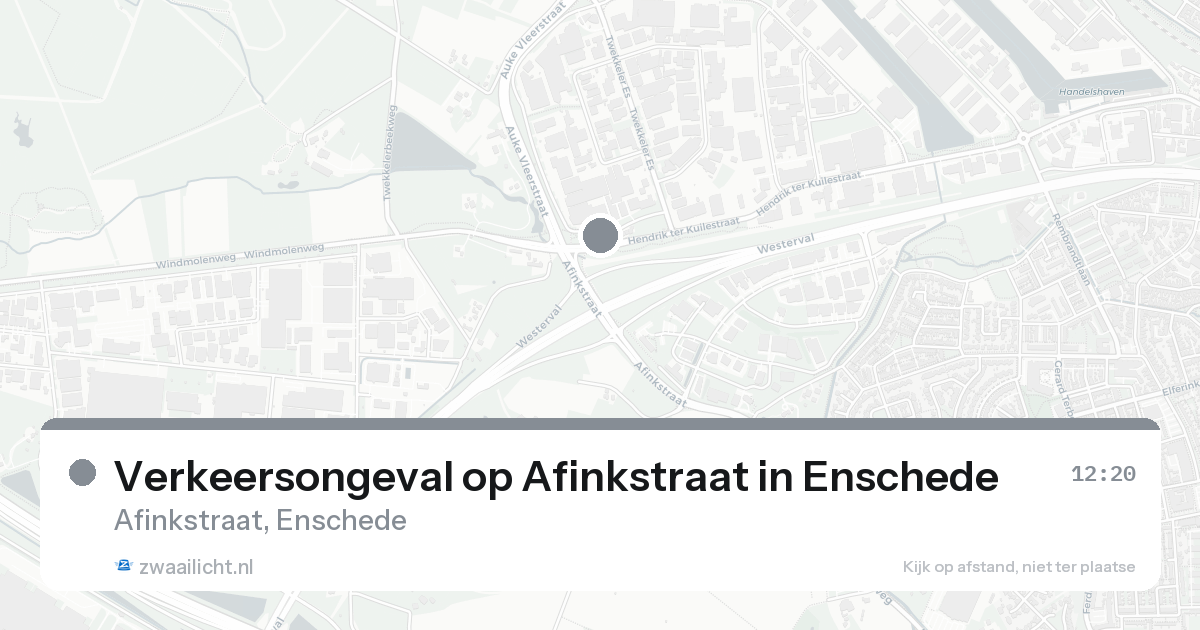 Verkeersongeval op Afinkstraat in Enschede — 15 aug 2026