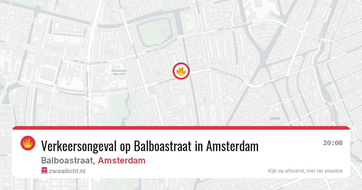Verkeersongeval op Balboastraat in Amsterdam — 9 aug 2026