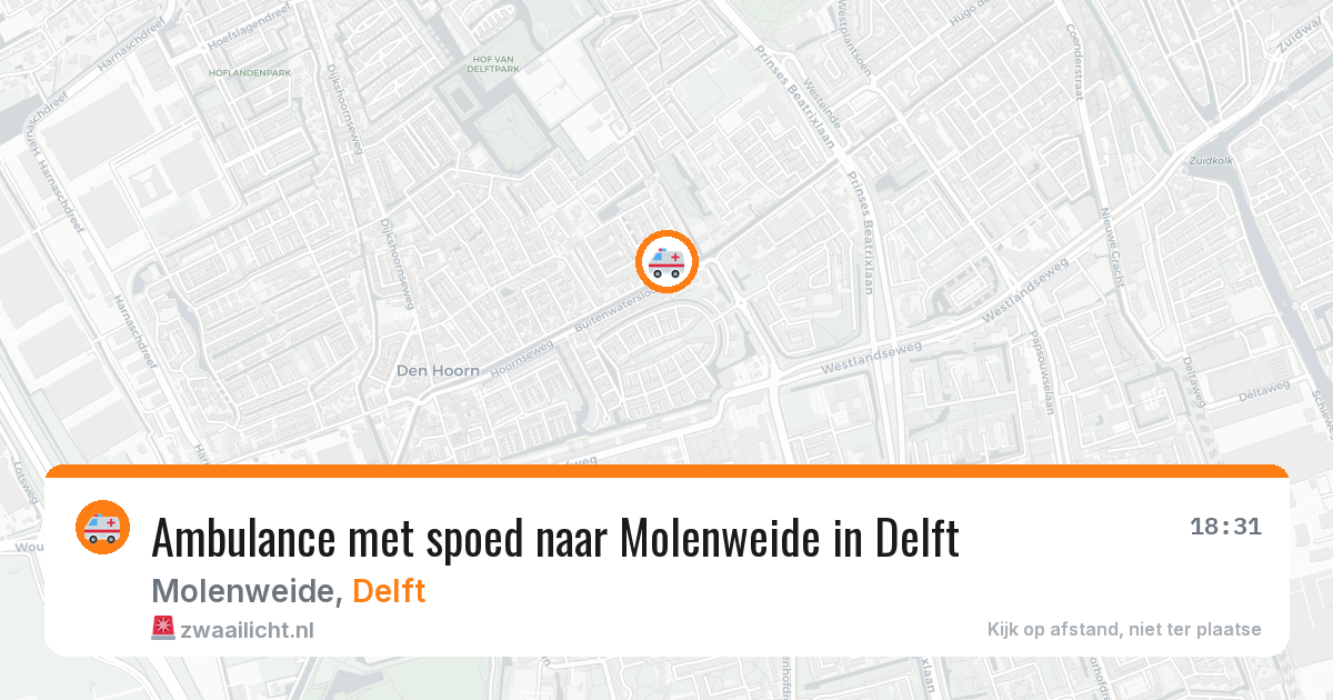 Ambulance met spoed naar Molenweide in Delft — 6 jul 2026