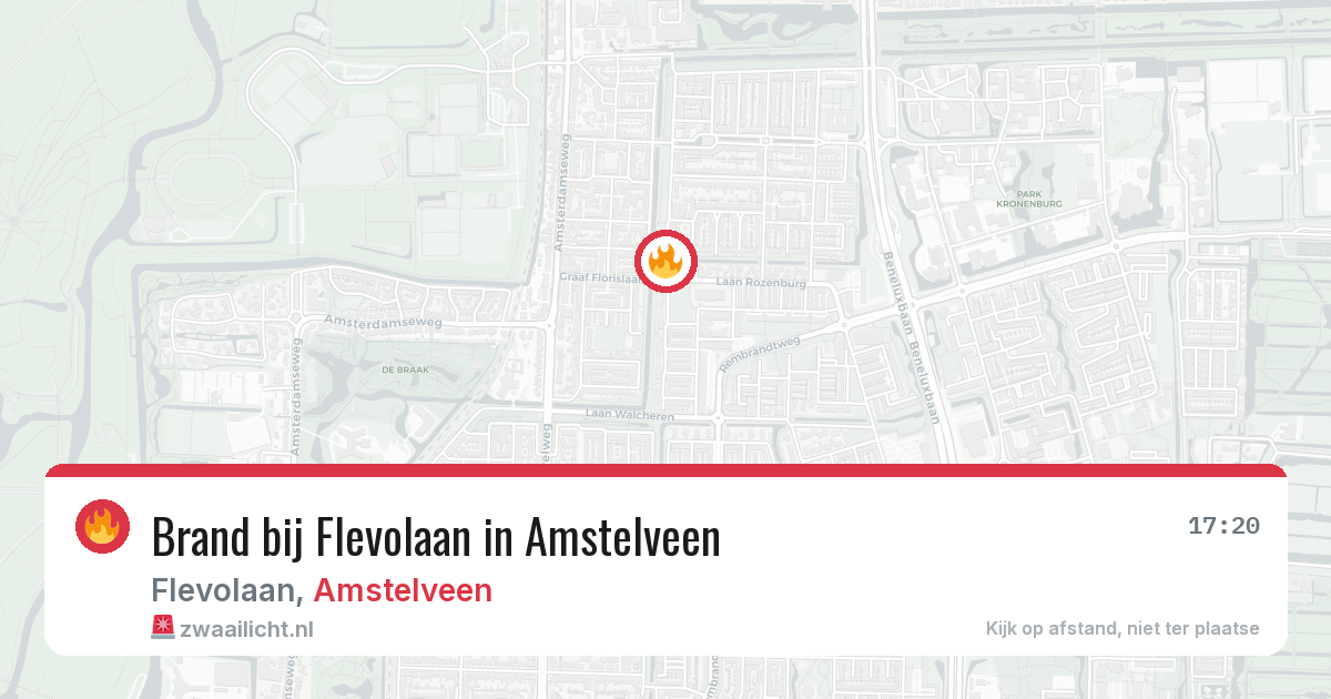 Brand bij Flevolaan in Amstelveen — 26 jul 2026