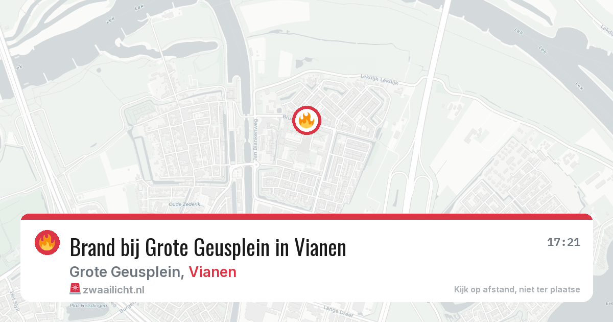 Brand bij Grote Geusplein in Vianen — 20 jun 2026