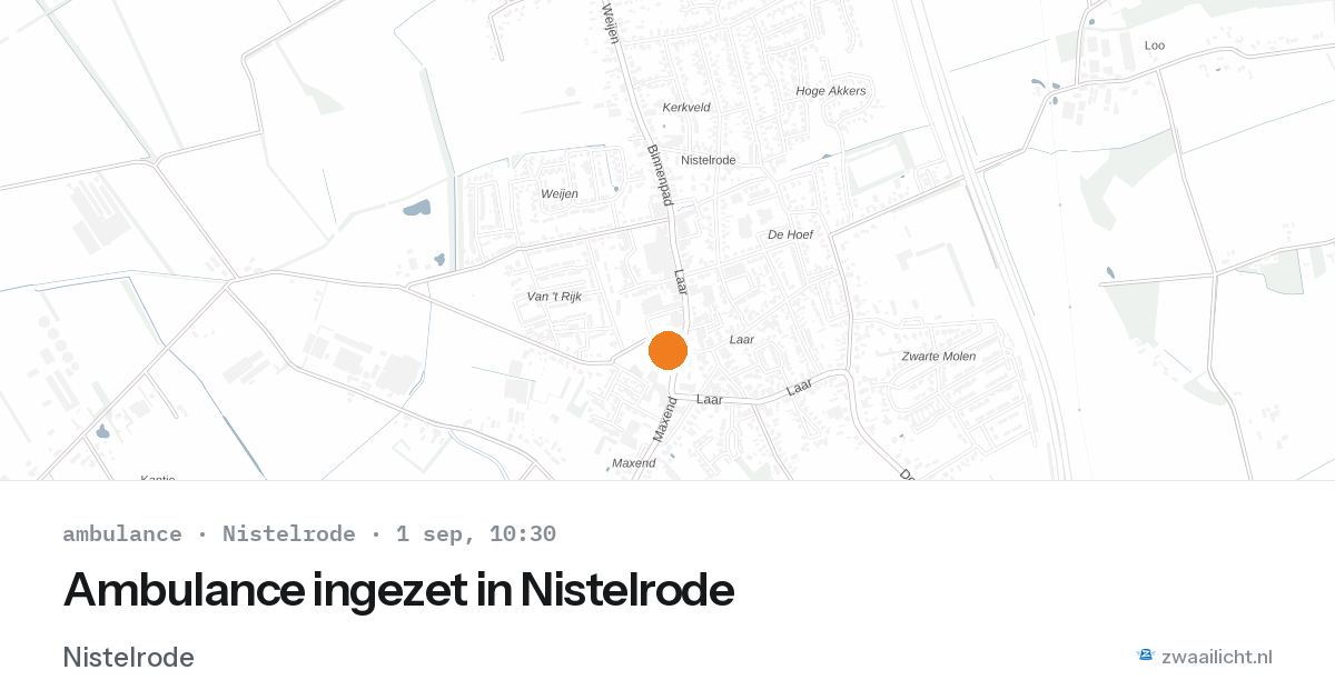 Ambulance ingezet in Nistelrode — 1 sep 2026