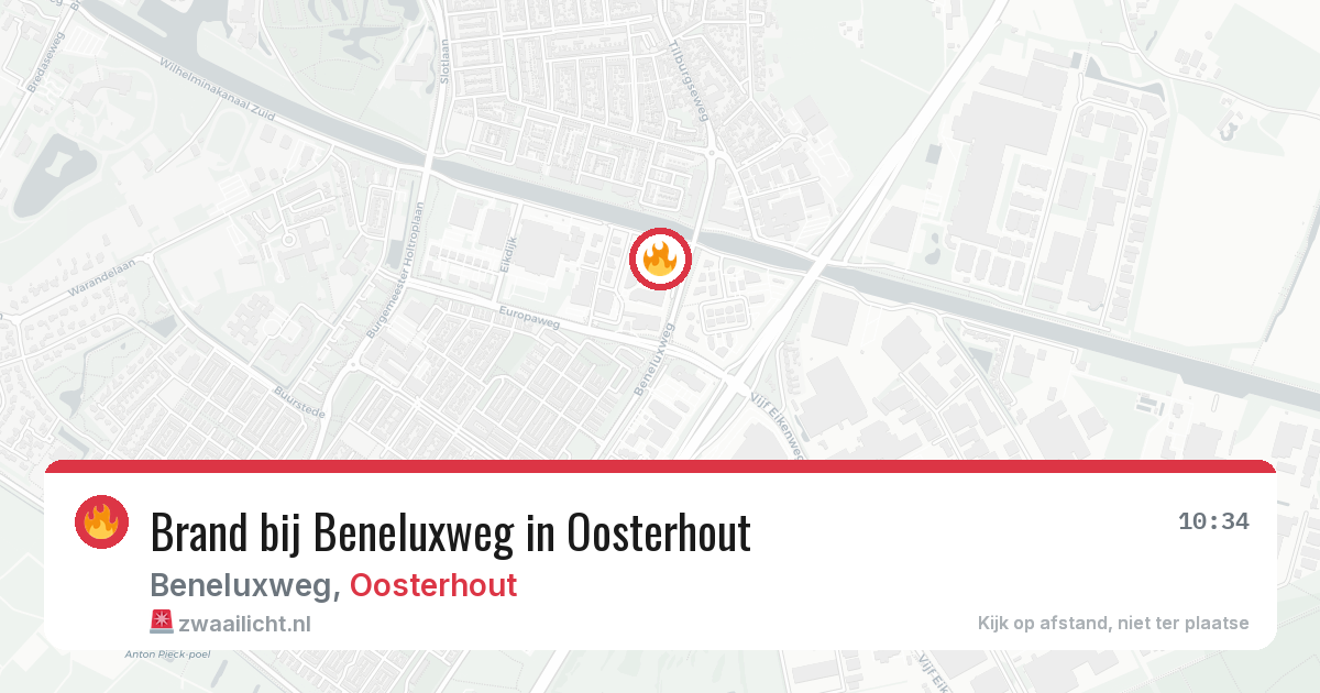 Brand bij Beneluxweg in Oosterhout — 3 aug 2026