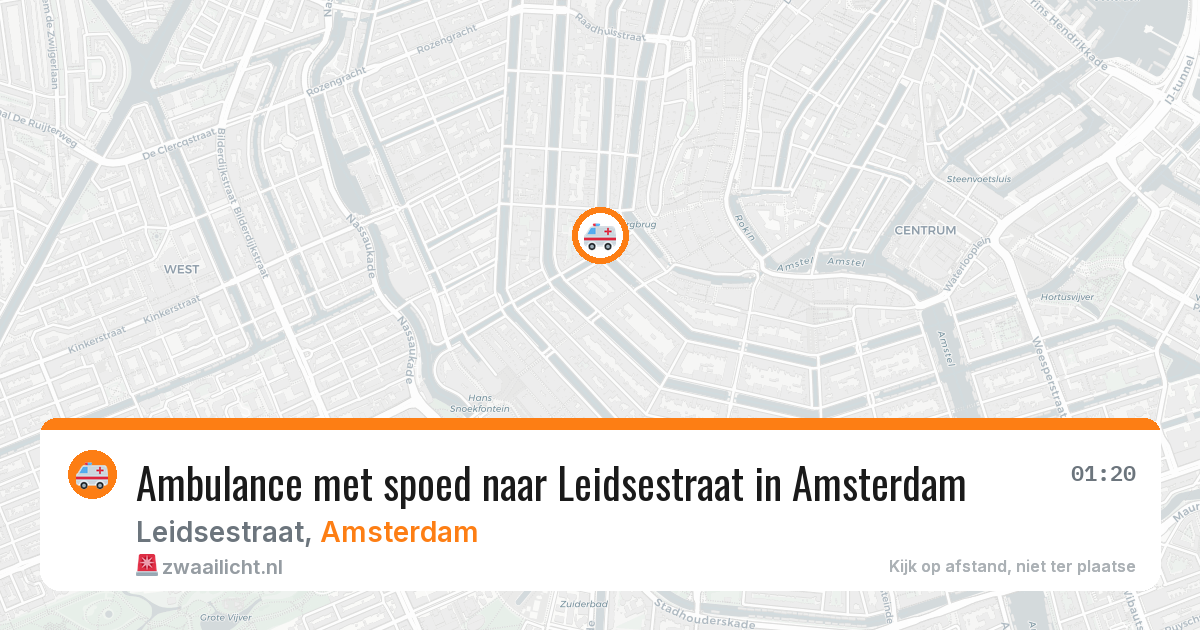 Ambulance met spoed naar Leidsestraat in Amsterdam — 10 jul 2026
