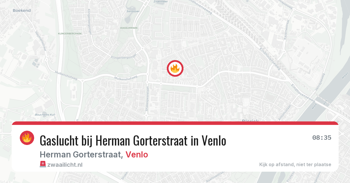 Gaslucht bij Herman Gorterstraat in Venlo — 22 apr 2026