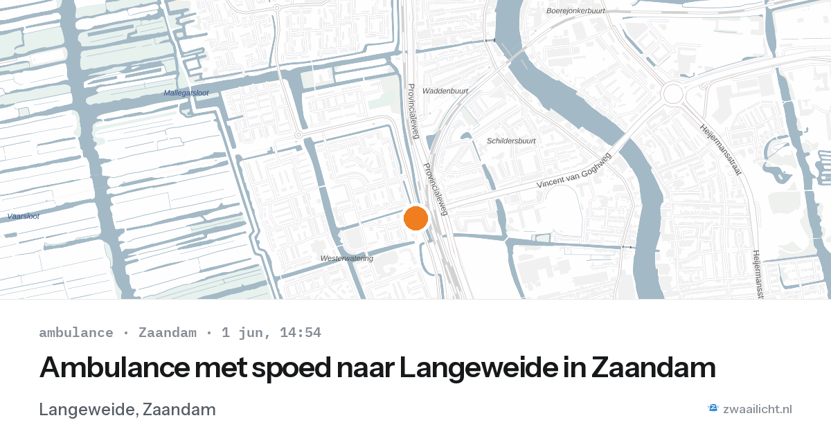 Ambulance met spoed naar Langeweide in Zaandam — 1 jun 2026