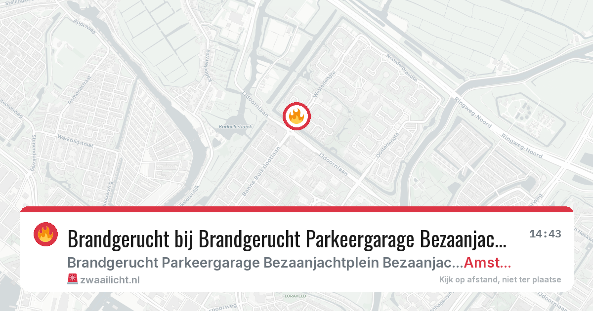 Brandgerucht bij Brandgerucht Parkeergarage Bezaanjachtplein Bezaanjachtplein in Amsterdam — 8 feb 2026