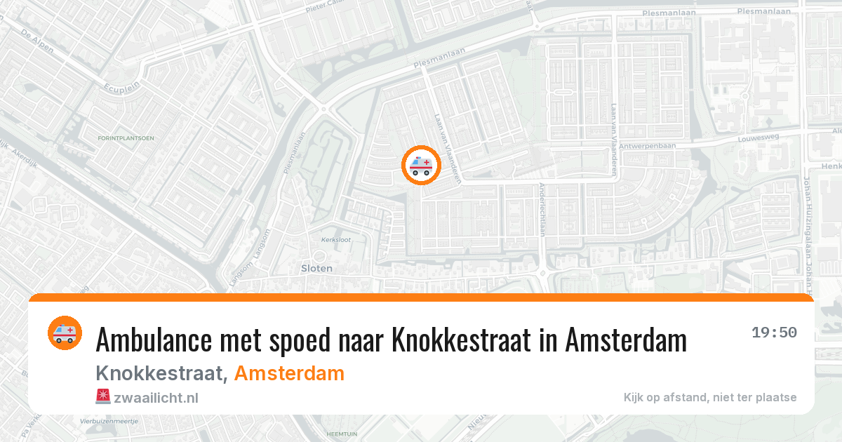 Ambulance met spoed naar Knokkestraat in Amsterdam — 13 aug 2026