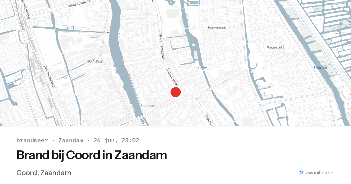 Brand bij Coord in Zaandam — 26 jun 2026