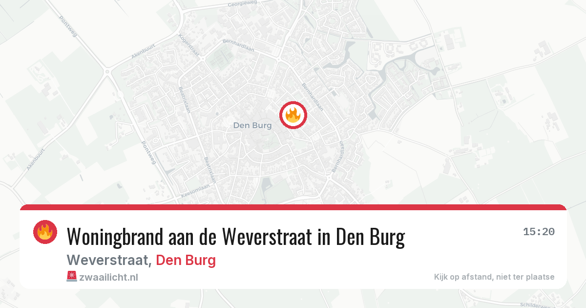 Woningbrand aan de Weverstraat in Den Burg — 25 jun 2026