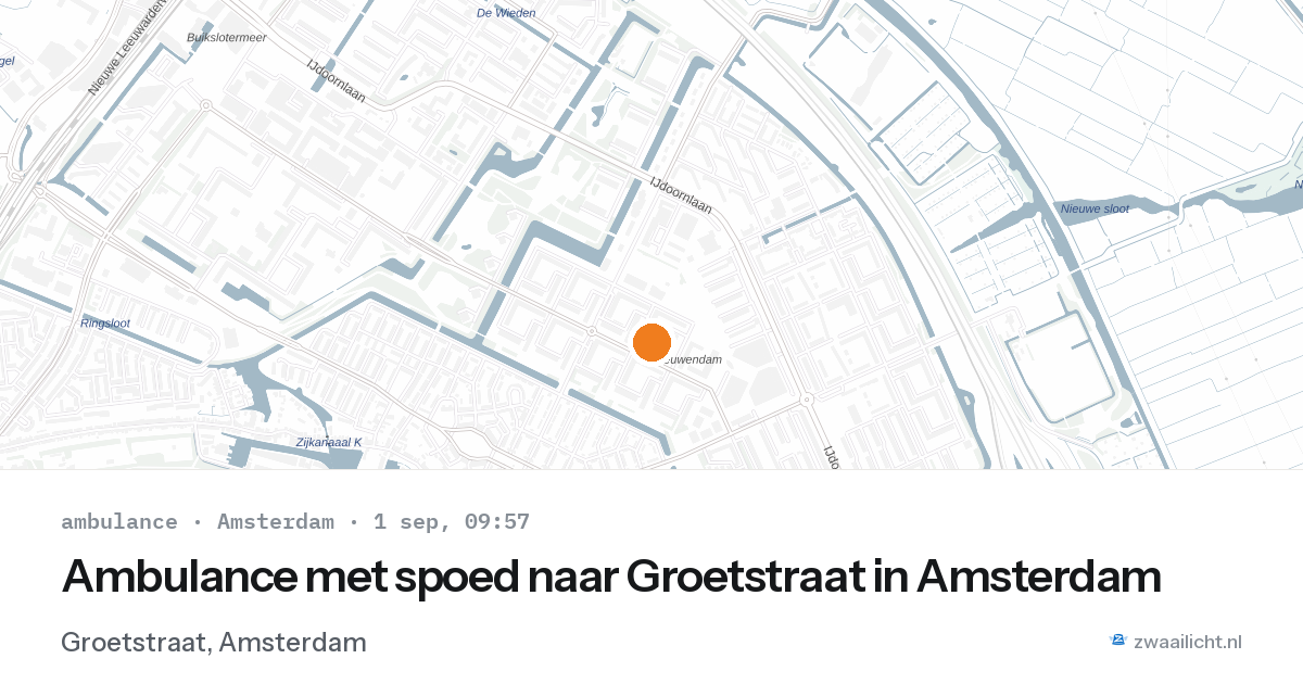 Ambulance met spoed naar Groetstraat in Amsterdam — 1 sep 2026