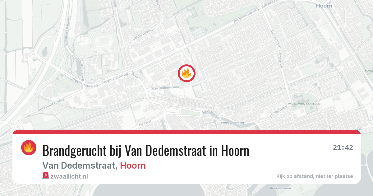 Brandgerucht bij Van Dedemstraat in Hoorn — 11 jul 2026