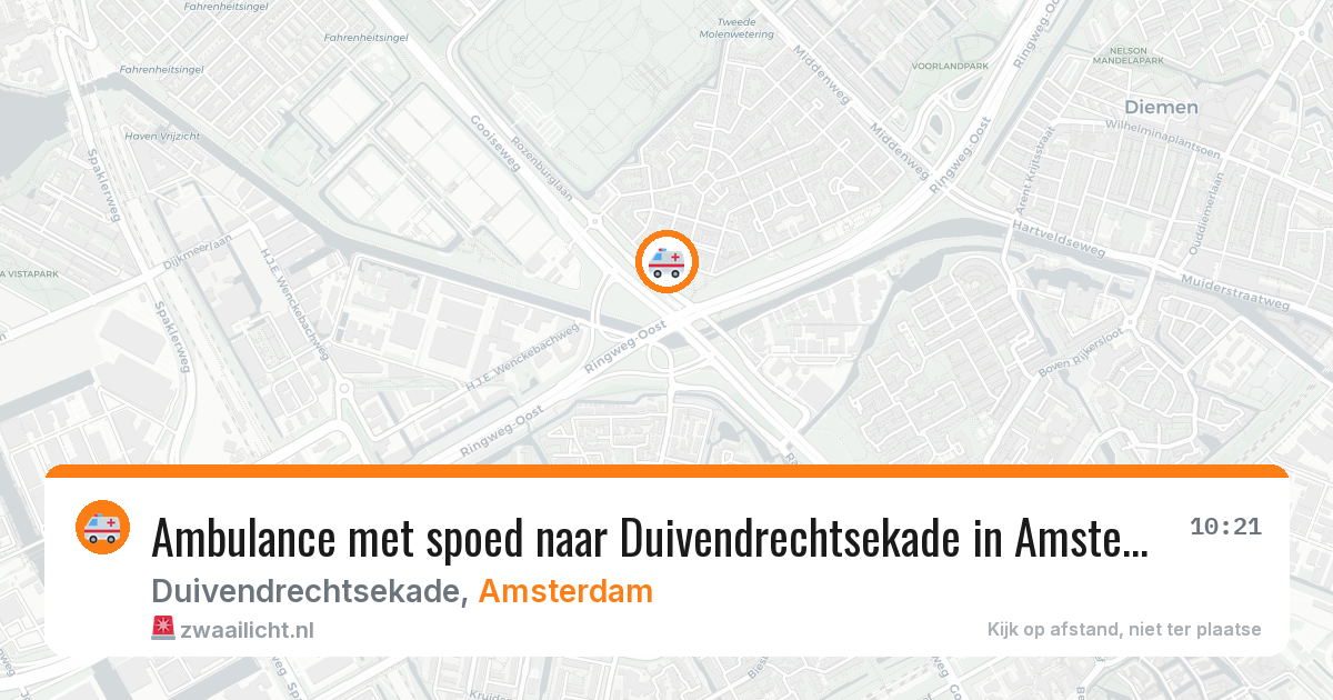 Ambulance met spoed naar Duivendrechtsekade in Amsterdam — 22 mrt 2026