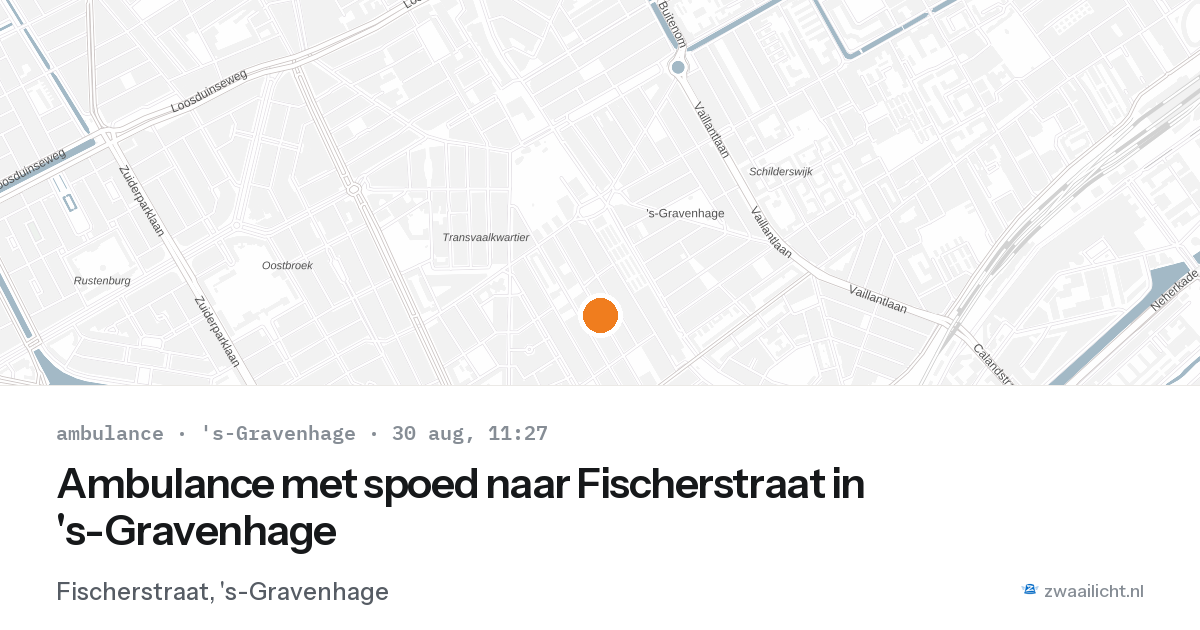 Ambulance met spoed naar Fischerstraat in 's-Gravenhage — 30 aug 2026
