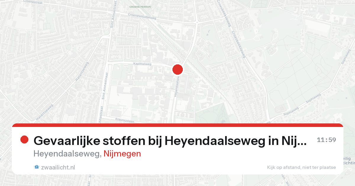 Gevaarlijke stoffen bij Heyendaalseweg in Nijmegen — 18 aug 2026