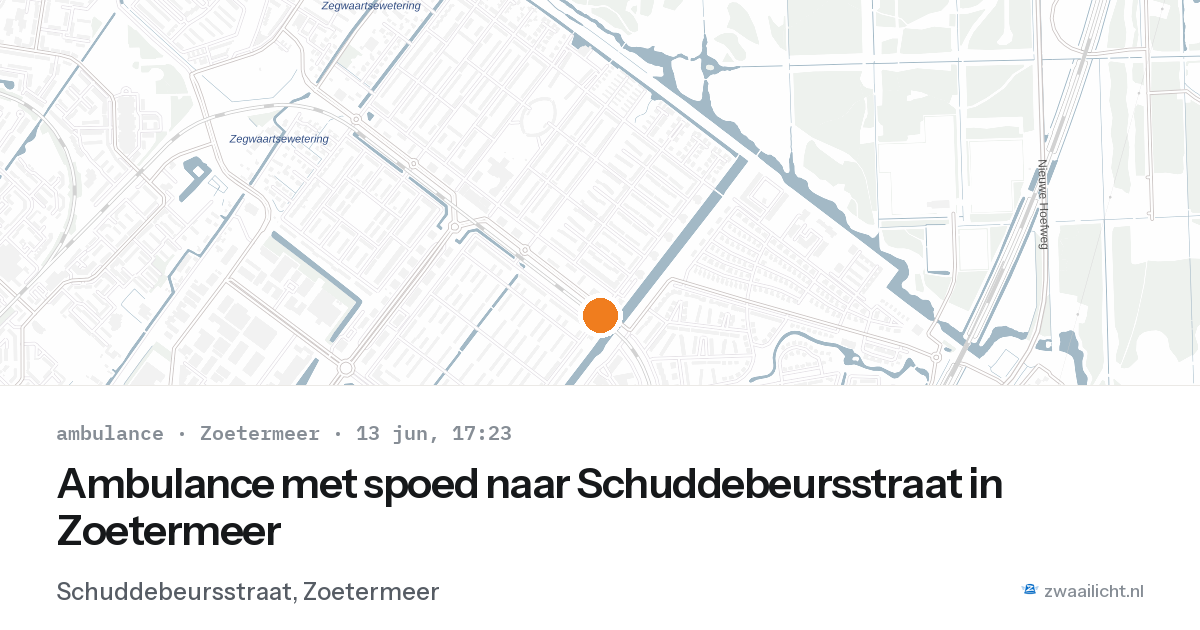 Ambulance met spoed naar Schuddebeursstraat in Zoetermeer — 13 jun 2026