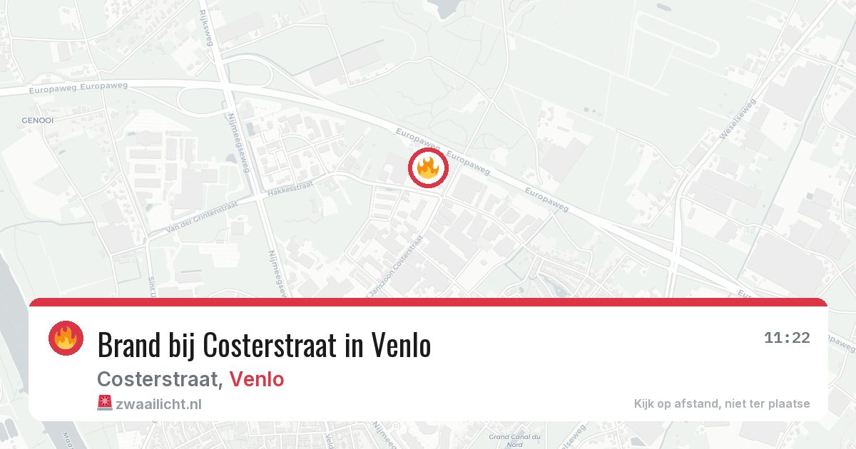 Brand bij Costerstraat in Venlo — 7 mei 2026