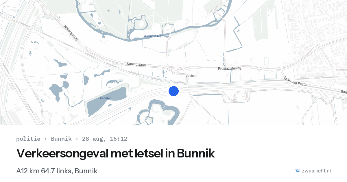 Verkeersongeval met letsel in Bunnik — 28 aug 2026