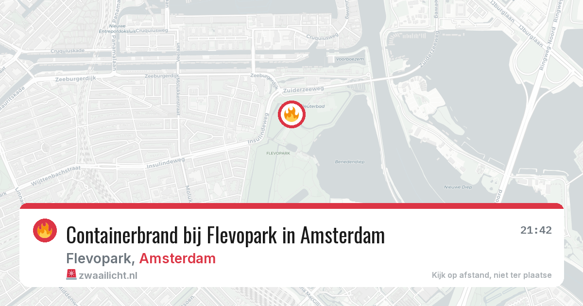 Containerbrand bij Flevopark in Amsterdam — 29 jun 2026