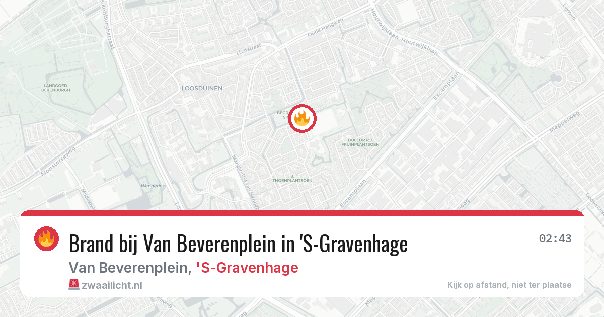 Brand bij Van Beverenplein in 'S-Gravenhage — 13 aug 2026