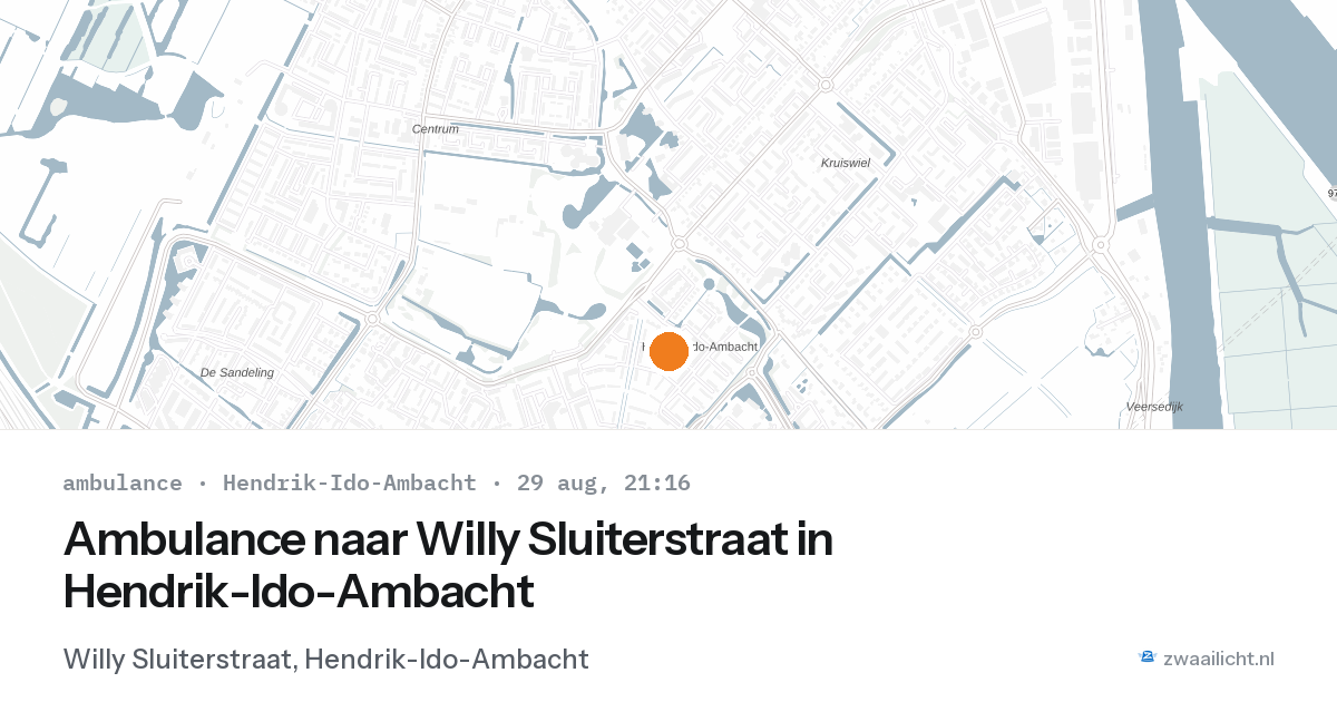 Ambulance naar Willy Sluiterstraat in Hendrik-Ido-Ambacht — 29 aug 2026