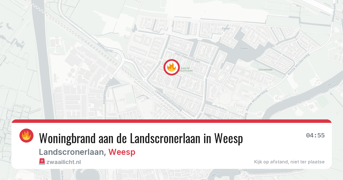 Woningbrand aan de Landscronerlaan in Weesp — 14 aug 2026