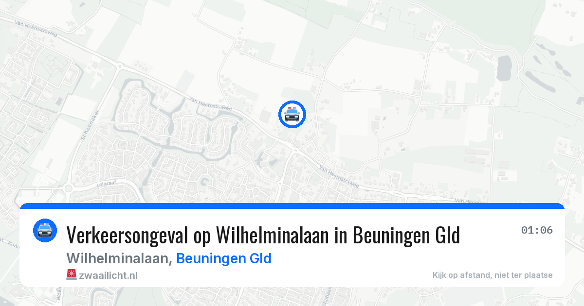 Verkeersongeval op Wilhelminalaan in Beuningen Gld — 10 jul 2026