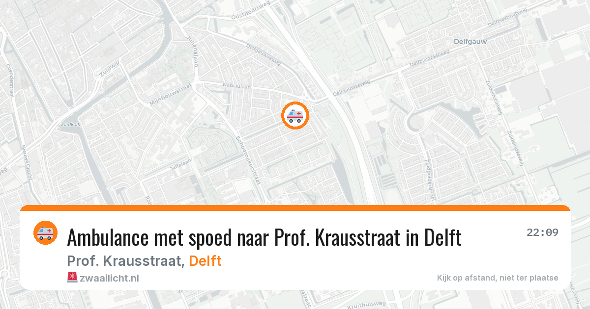 Ambulance met spoed naar Prof. Krausstraat in Delft — 15 apr 2026