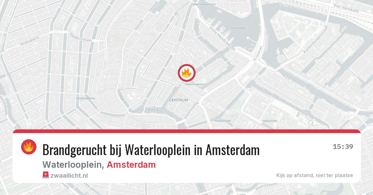 Brandgerucht bij Waterlooplein in Amsterdam — 18 jun 2026