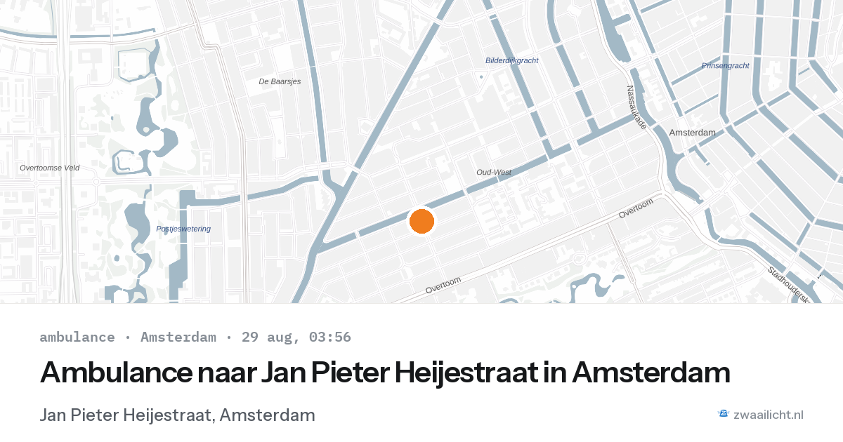 Ambulance naar Jan Pieter Heijestraat in Amsterdam — 29 aug 2026