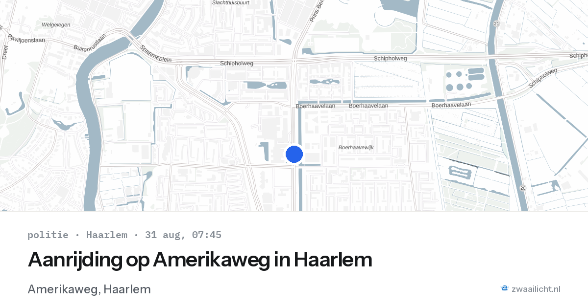 Aanrijding op Amerikaweg in Haarlem — 31 aug 2026