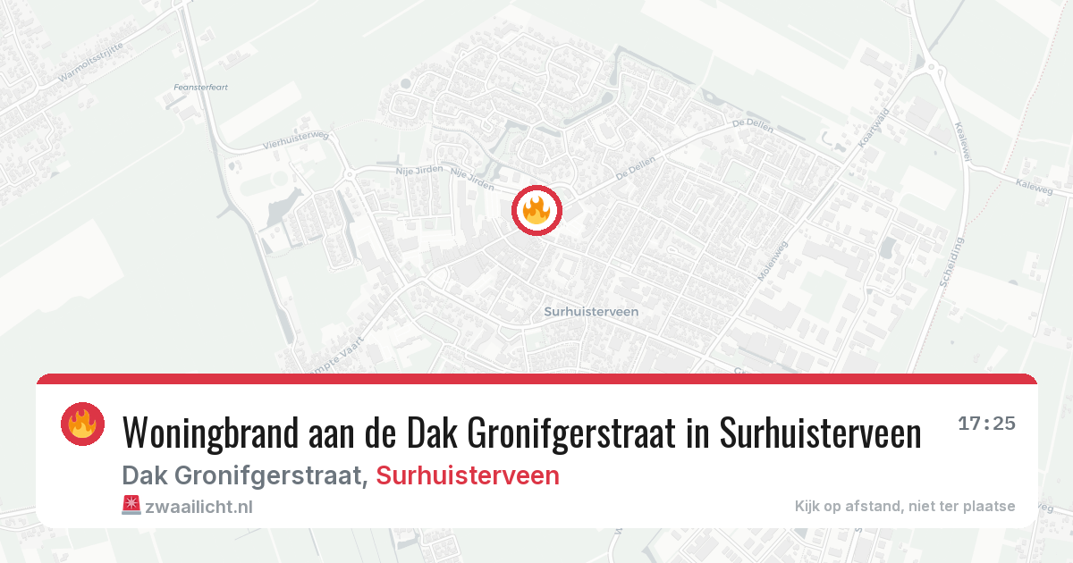 Woningbrand aan de Dak Gronifgerstraat in Surhuisterveen — 5 jul 2026