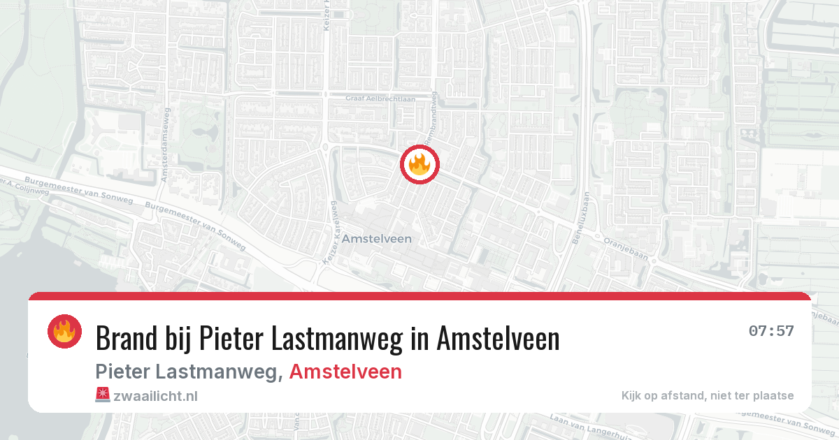 Brand bij Pieter Lastmanweg in Amstelveen — 10 jun 2026