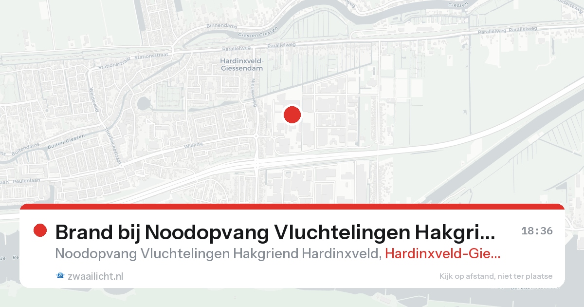 Brand bij Noodopvang Vluchtelingen Hakgriend Hardinxveld in Hardinxveld-Giessendam — 22 aug 2026