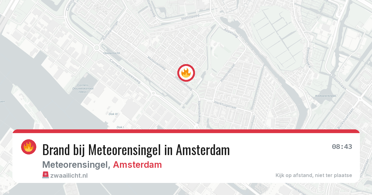 Brand bij Meteorensingel in Amsterdam — 25 mrt 2026