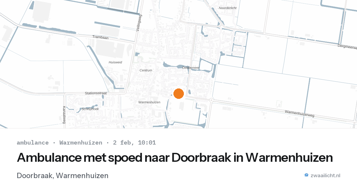 Ambulance met spoed naar Doorbraak in Warmenhuizen — 2 feb 2026