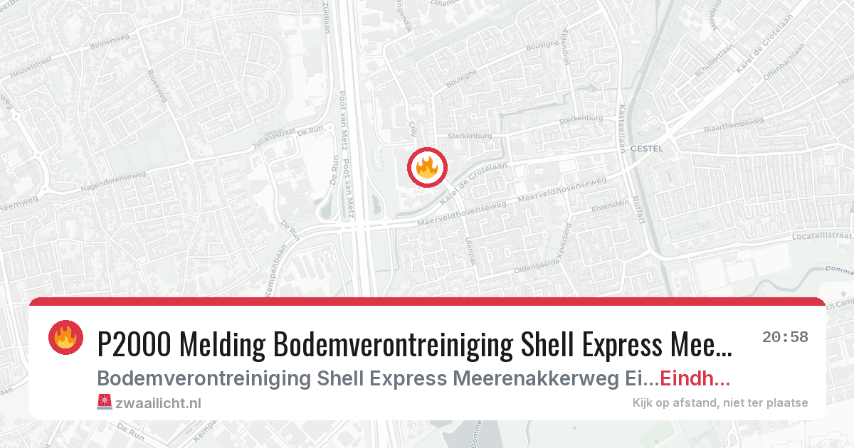 P2000 Melding Bodemverontreiniging Shell Express Meerenakkerweg Eindhoven, Eindhoven — 8 feb 2026