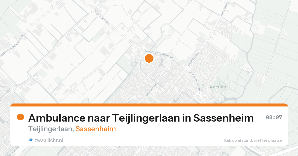 Ambulance naar Teijlingerlaan in Sassenheim — 20 aug 2026