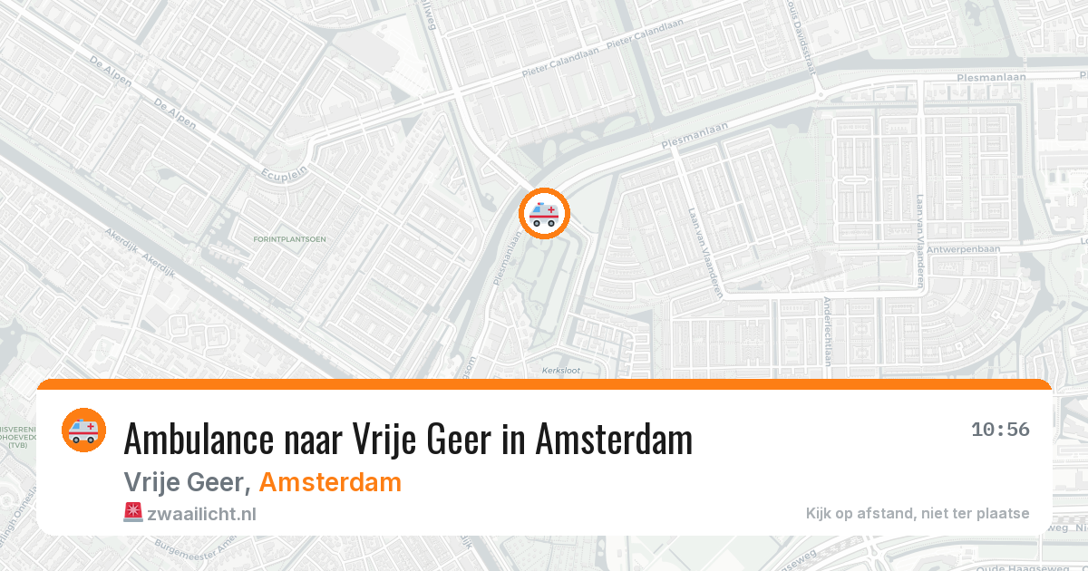 Ambulance naar Vrije Geer in Amsterdam — 22 mrt 2026