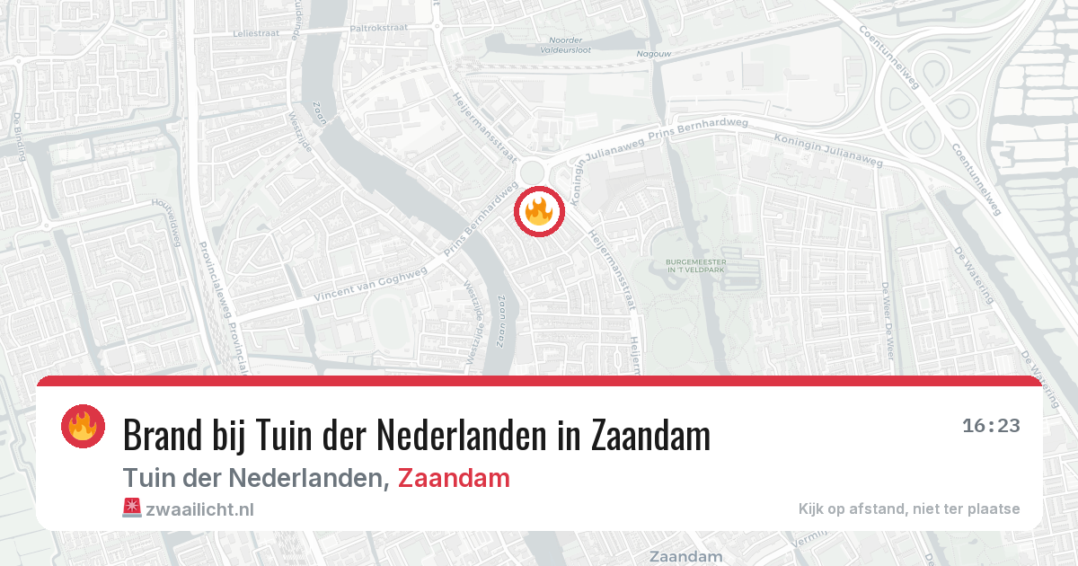 Brand bij Tuin der Nederlanden in Zaandam — 7 jun 2026