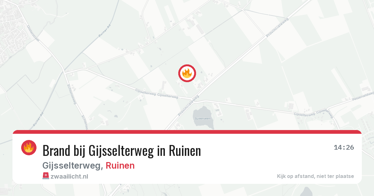 Brand bij Gijsselterweg in Ruinen — 8 aug 2026