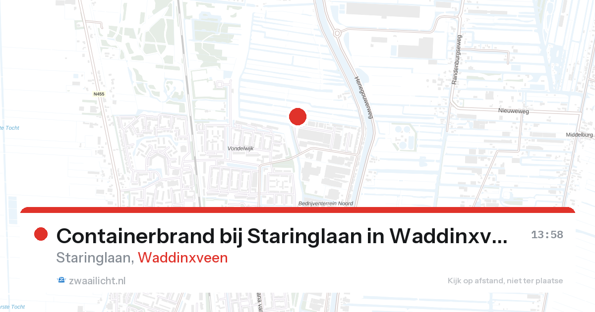 Containerbrand bij Staringlaan in Waddinxveen — 1 mei 2026